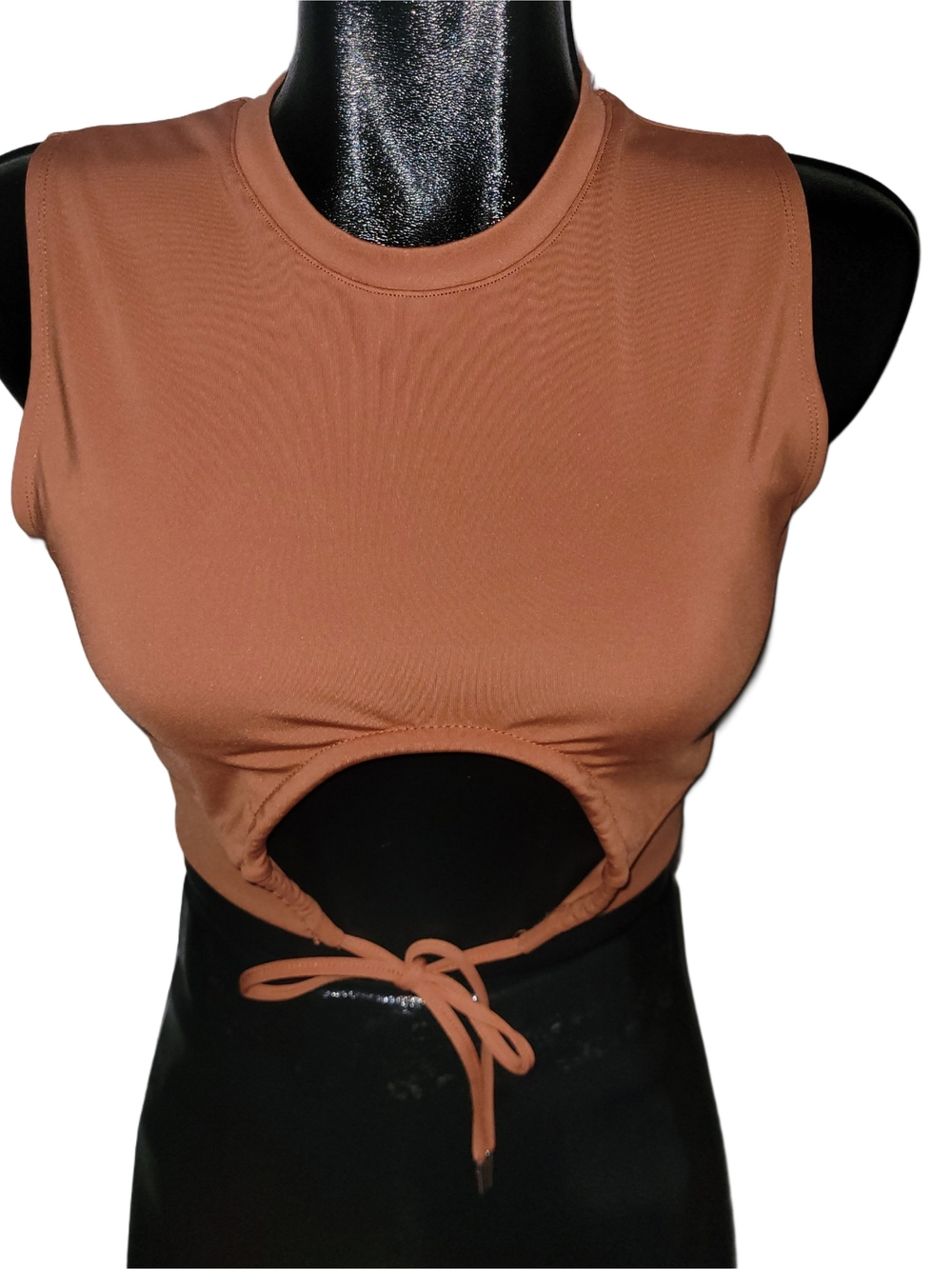 Sommer Ray Women’s Cut-Out Tie-Front Crop Top In Copper Size M